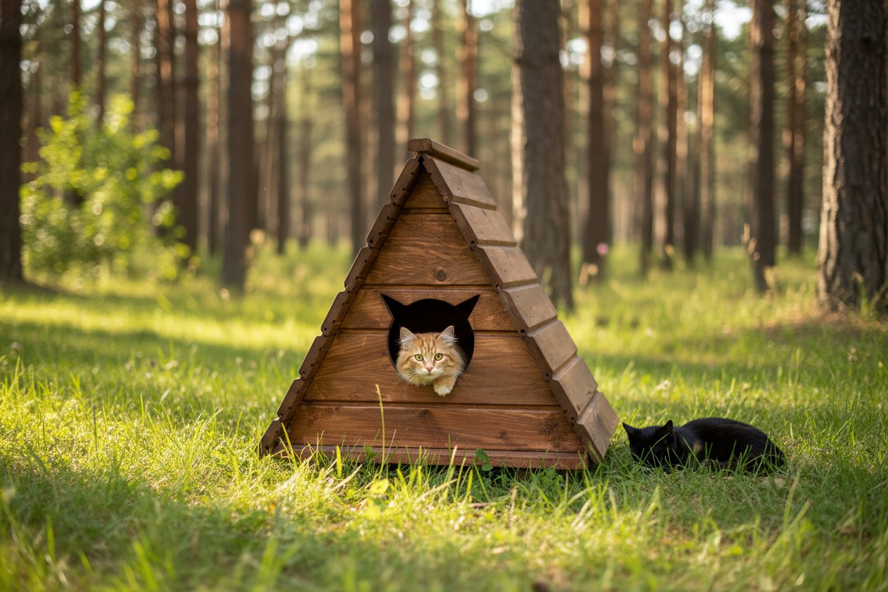 Tekli Ahşap Kedi Yuvası · Ceviz