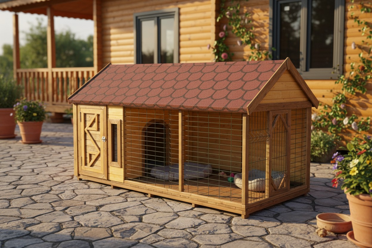 Verandalı Telli Odalı Premium Köpek Kulübesi